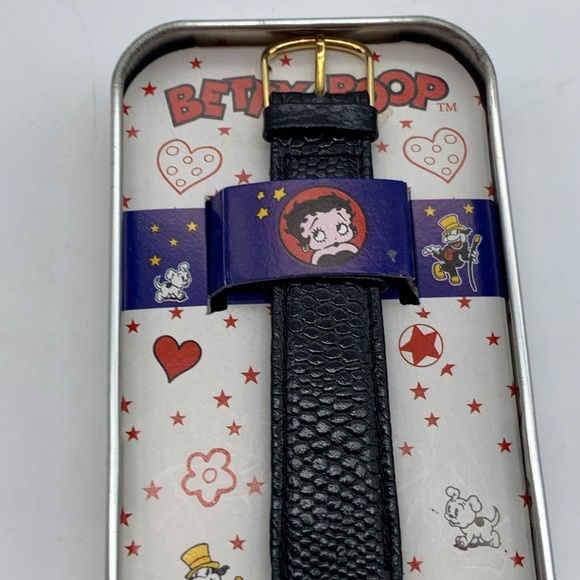 Vintage \'96 Betty Boop Motorcycle Betty Moving Eyes Lizard Grain Watch WORKING! main image 12